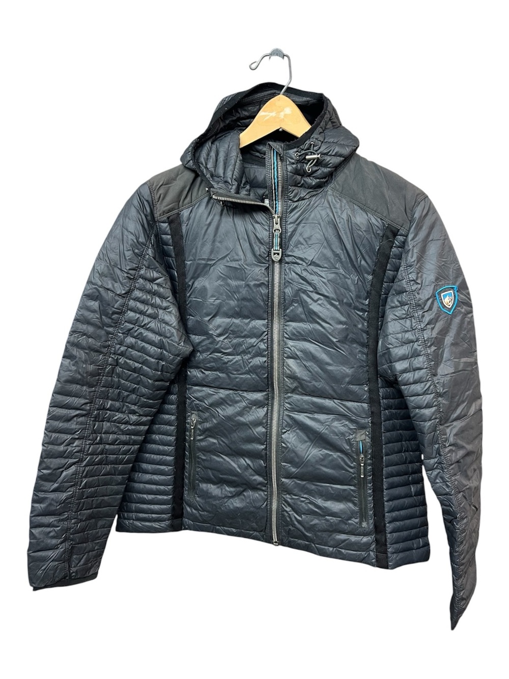 Kuhl Women’s Spyfire Down Hooded Jacket Black Medium Outdoor Travel Hiking